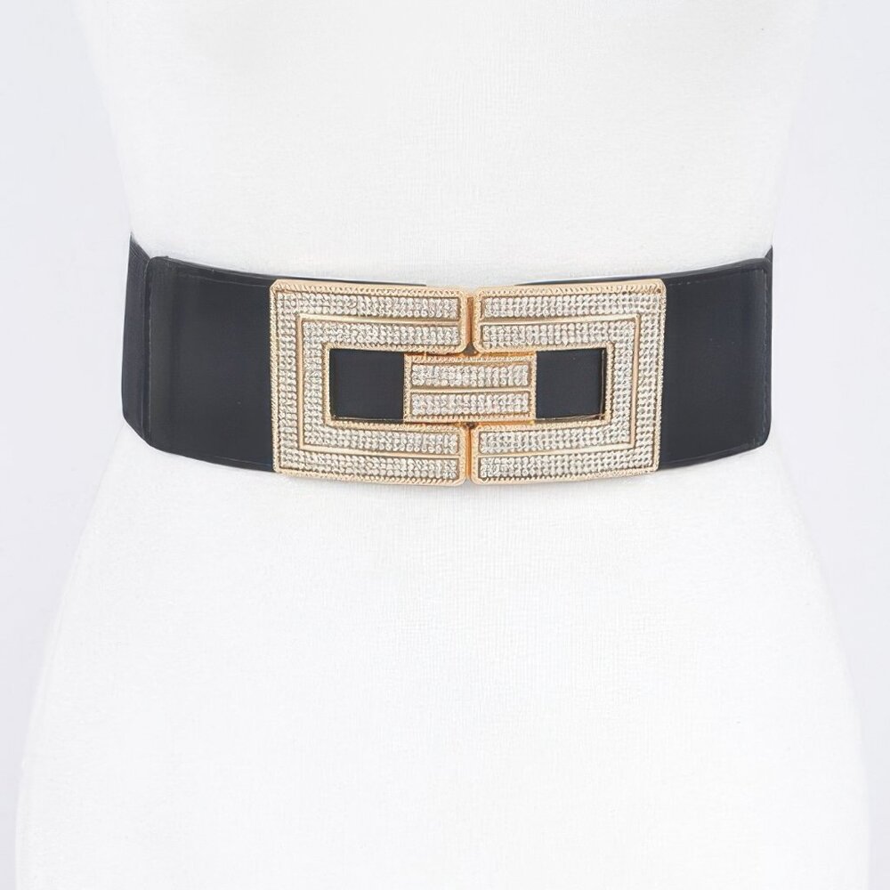 Rhinestone Buckles Plus Size Elastic Belt